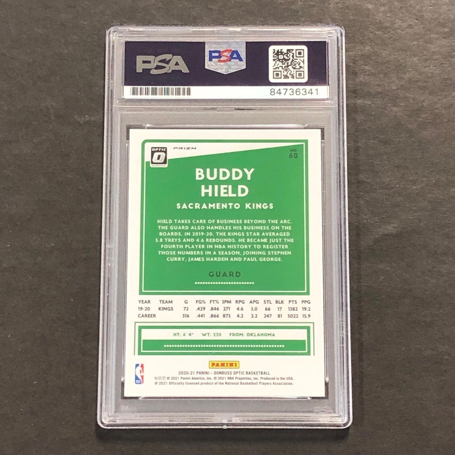 2020-21 Panini Optic #60 Buddy Hield Signed Card AUTO PSA Slabbed Kings