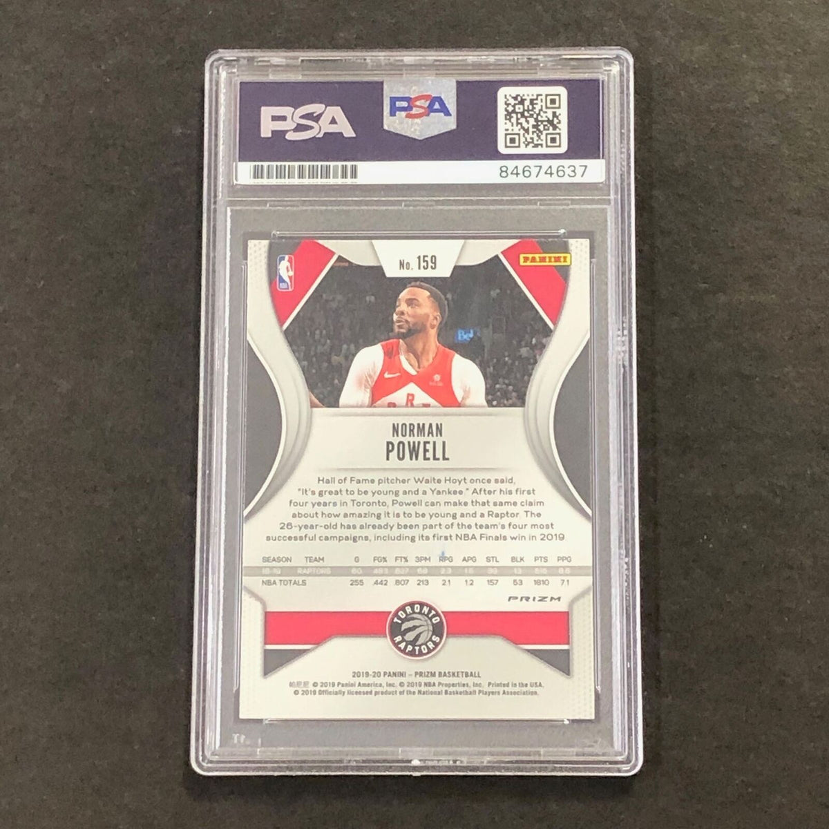 2019-20 Panini Prizm #159 Red White Blue Norman Powell Signed Card AUTO GRADE 10