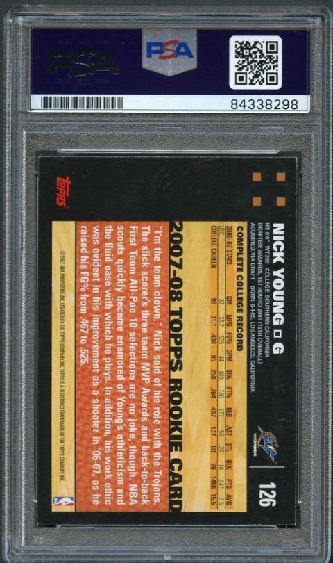 2007-08 Topps #126 Nick Young Signed Rookie Card AUTO PSA Slabbed