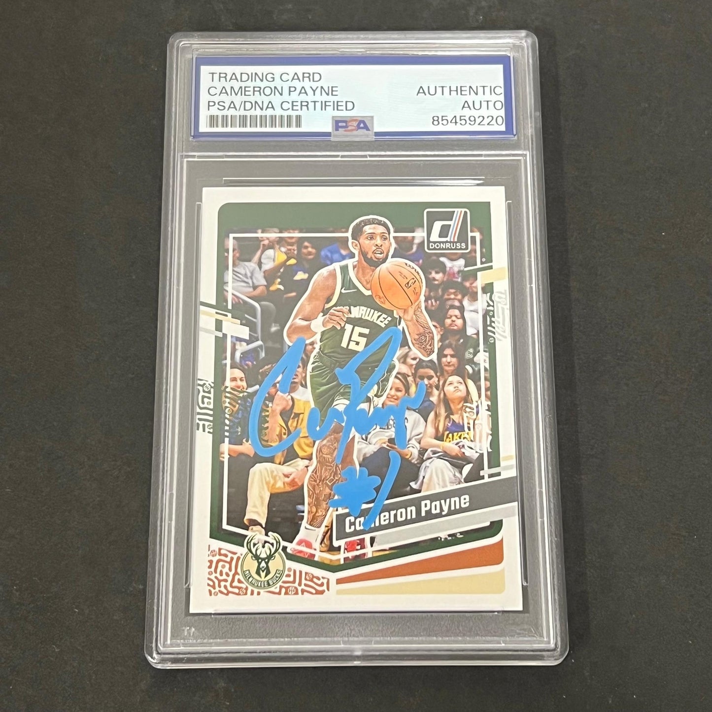 2023-2024 Panini Donruss #7 CAMERON PAYNE Signed Card AUTO PSA Slabbed Milwaukee