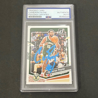 2023-2024 Panini Donruss #7 CAMERON PAYNE Signed Card AUTO PSA Slabbed Milwaukee
