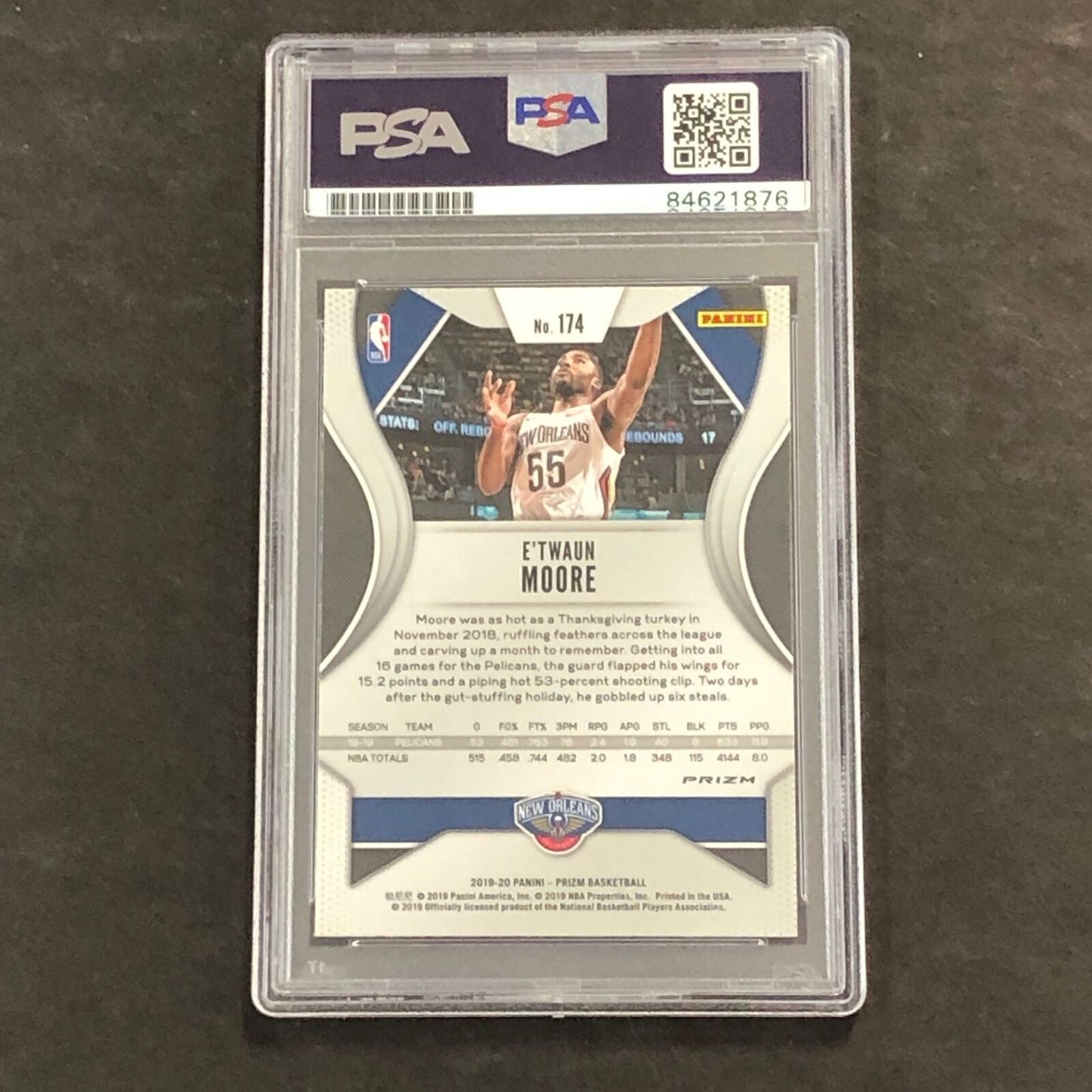 2019-20 PANINI PRIZM RED WHITE BLUE #174 E'Twaun Moore Signed Card AUTO 10 PSA S