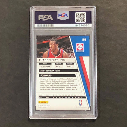 2010-11 Panini Season Update #26 Thaddeus Young Signed Card AUTO PSA Slabbed 76e
