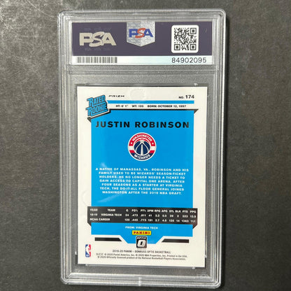 2019-20 OPTIC RATED ROOKIE #174 JUSTIN ROBINSON Signed Rookie Card AUTO PSA Slab