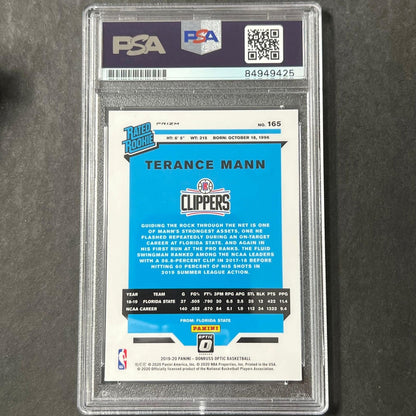 2019-20 Panini Donruss Optic #165 Terance Mann Signed Card AUTO PSA Slabbed Clip