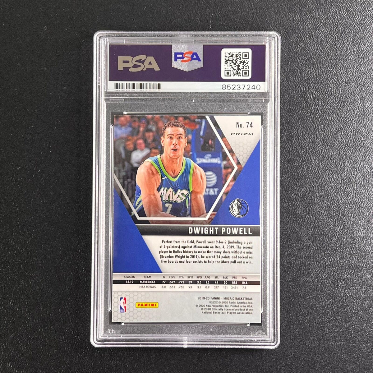 2019-20 Panini Mosaic #74 Dwight Powell Card AUTO PSA Slabbed Mavericks