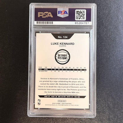 2018-19 NBA Hoops #124 Luke Kennard Signed Card AUTO PSA Slabbed Pistons