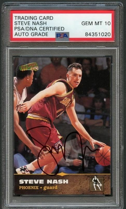 1996 Score Board #113 Steve Nash Signed Card AUTO Grade 10 PSA Slabbed Suns