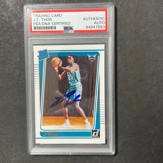 2021-22 Panini Donruss Rated Rookie #222 JT Thor Signed Card AUTO PSA/DNA Slabbe