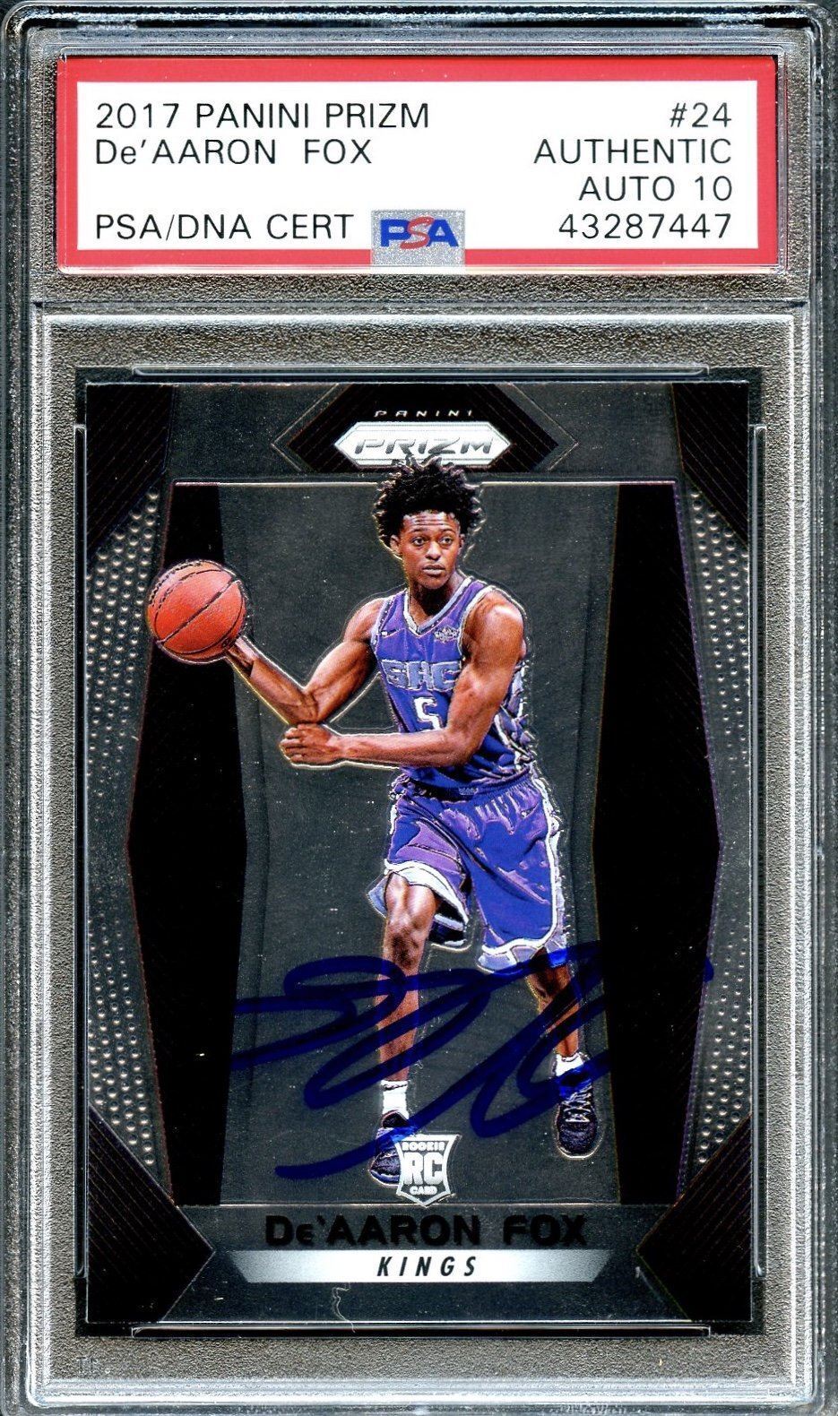 2017 Panini Prizm De'Aaron Fox Signed Auto PSA 10 RC