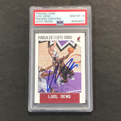 2015-16 NBA Hoops #54 Luol Deng Signed Card AUTO 10 PSA Slabbed Heat