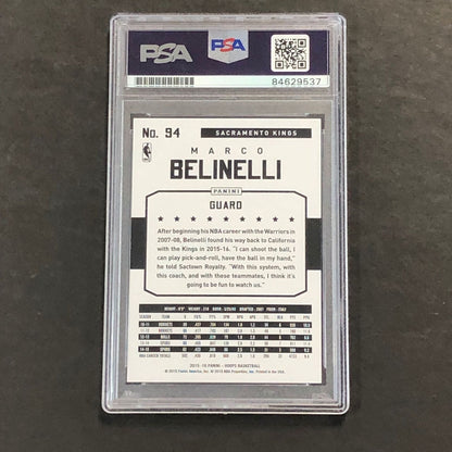 2015-16 NBA Hoops #94 Marco Belinelli Signed Card AUTO 10 PSA Slabbed Kings