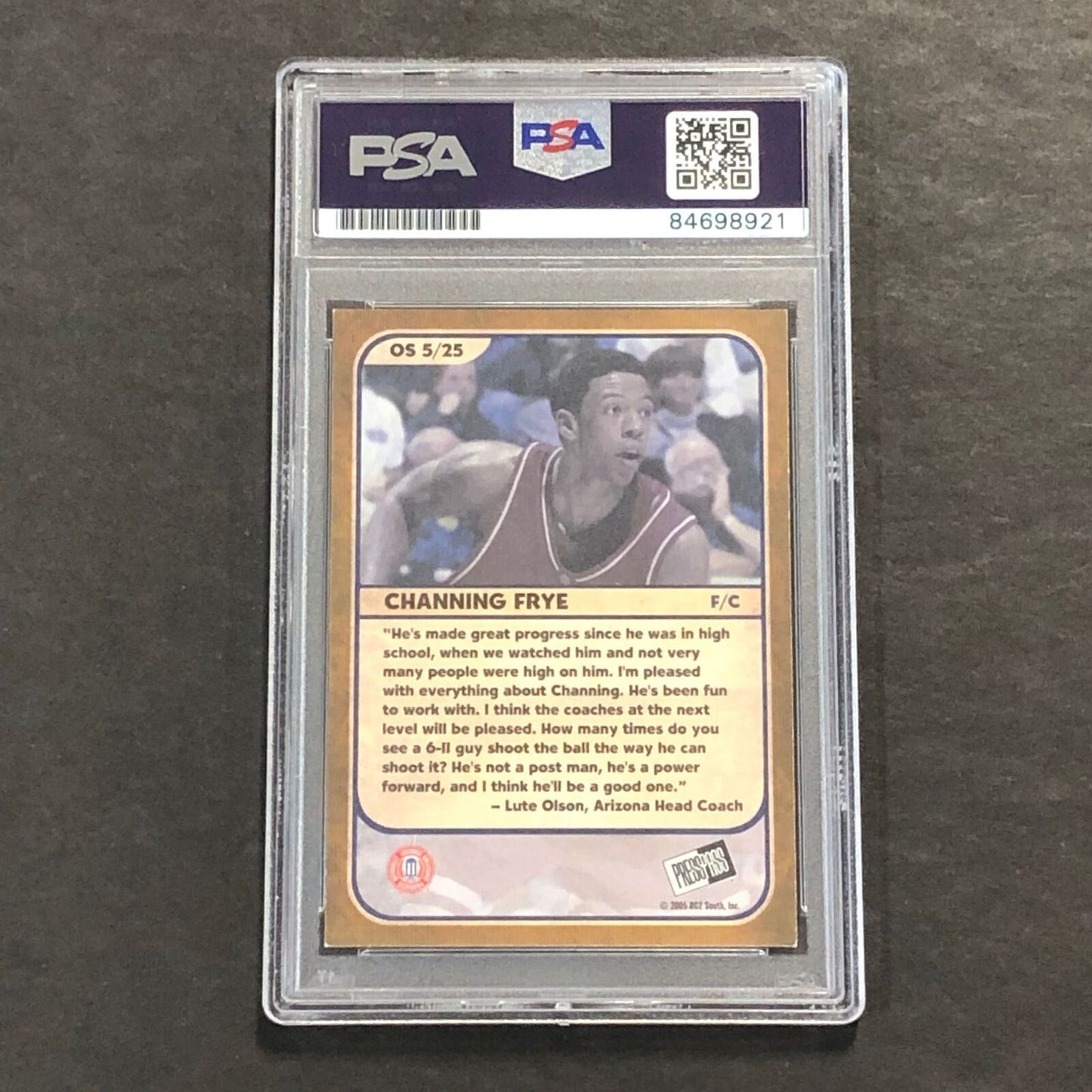 2005 PressPass #5 Channing Frye Signed Card AUTO PSA Slabbed RC Arizona
