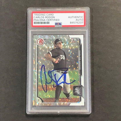 2015 Bowman Silver Ice #BP150 Carlos Rodon Signed Card PSA Slabbed Auto White So