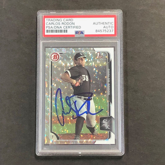 2015 Bowman Silver Ice #BP150 Carlos Rodon Signed Card PSA Slabbed Auto White So