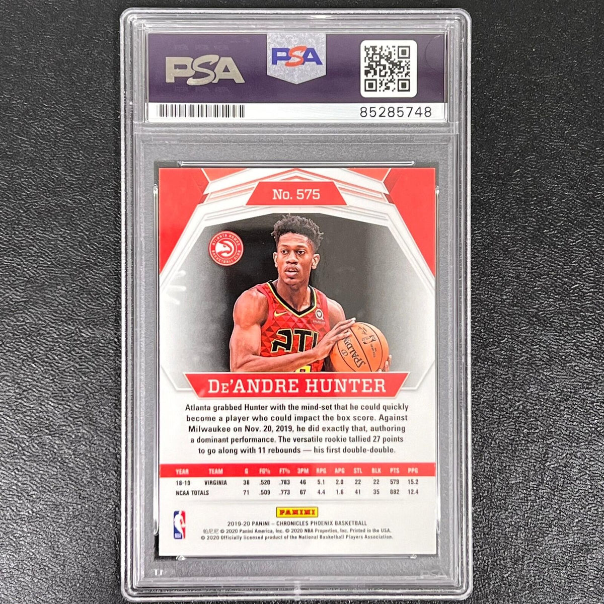 2019-20 Panini Chronicles Phoenix #575 De'Andre Hunter Signed Card AUTO PSA/DNA