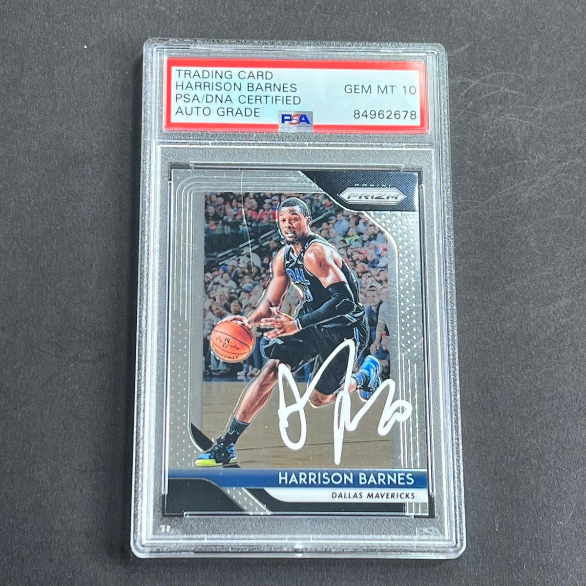 2018-19 Panini Prizim #300 Harrison Barnes Signed Card AUTO Grade 10 PSA Slabbed