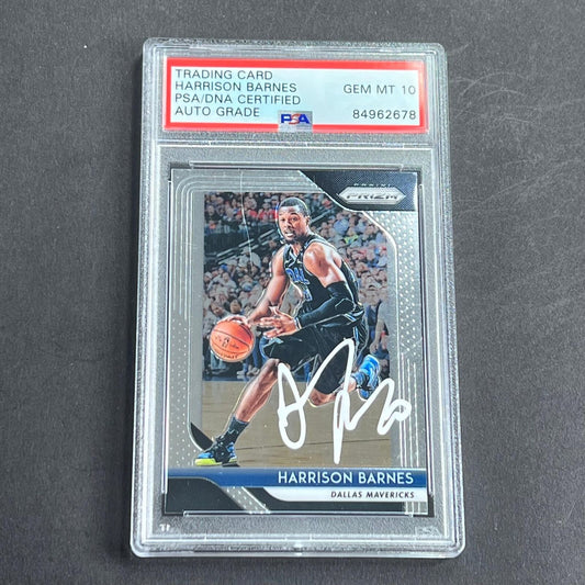 2018-19 Panini Prizim #300 Harrison Barnes Signed Card AUTO Grade 10 PSA Slabbed