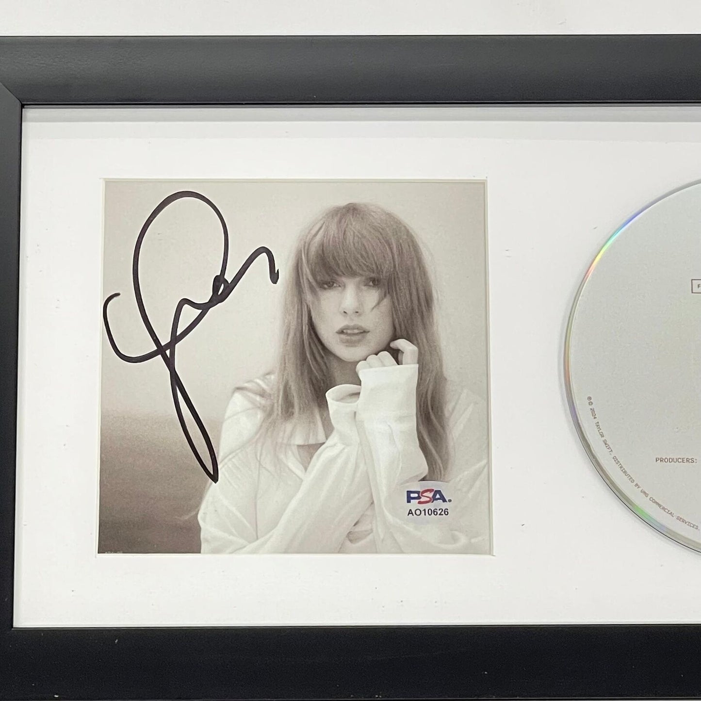 Taylor Swift Signed CD Cover Framed PSA/DNA The Tortured Poets Department TTPD