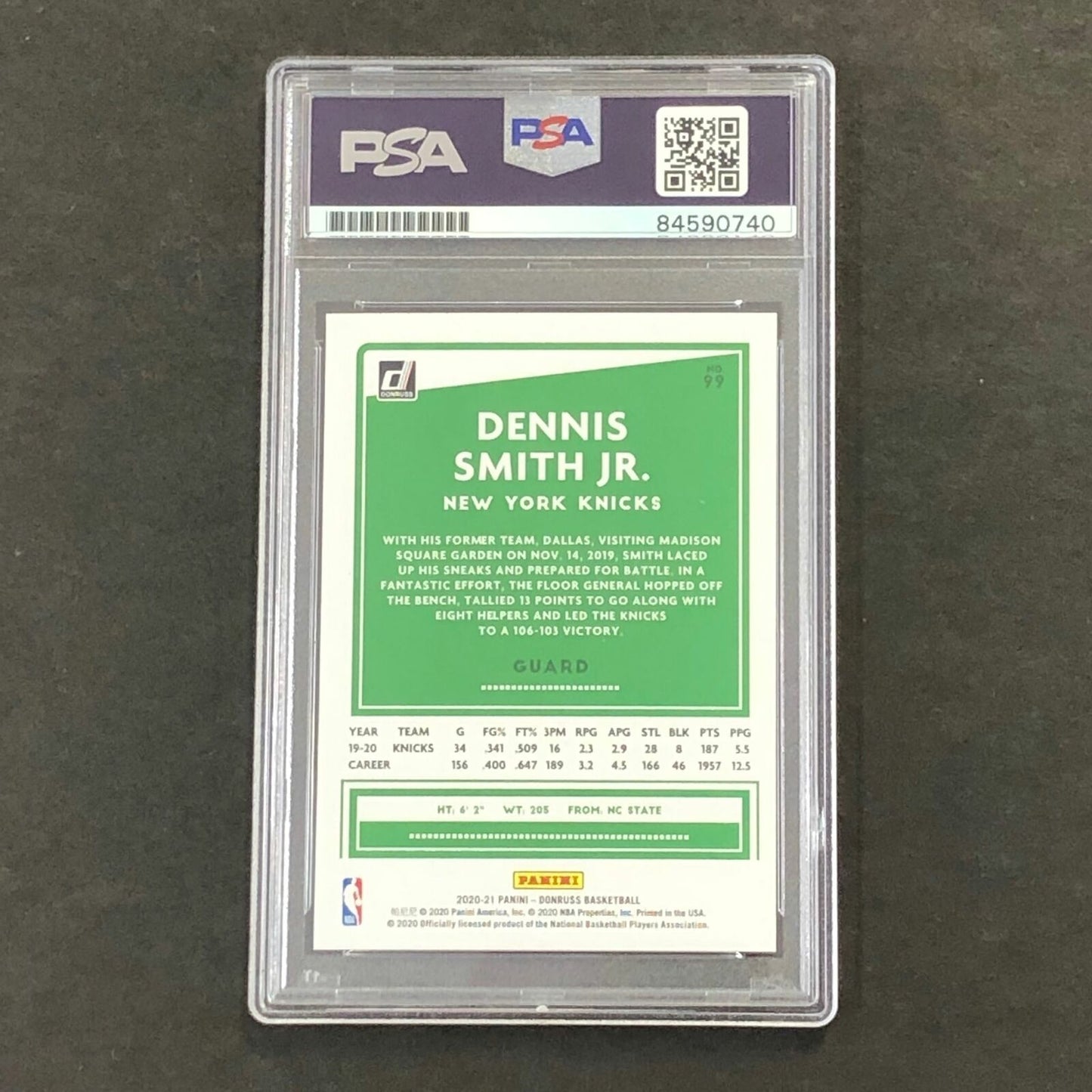 2020-21 Panini Donruss #99 Dennis Smith Jr. Signed Card AUTO PSA Slabbed Knicks