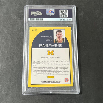 2021-22 Chronicles Hoops Draft Picks #59 Franz Wagner Signed Card AUTO PSA Slabb