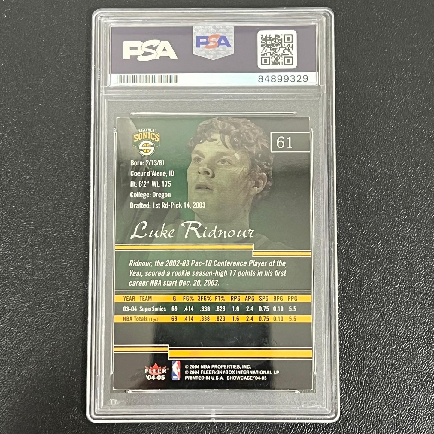 2004-05 Fleer #61 Luke Ridnour Signed Card AUTO PSA Slabbed Super Sonics