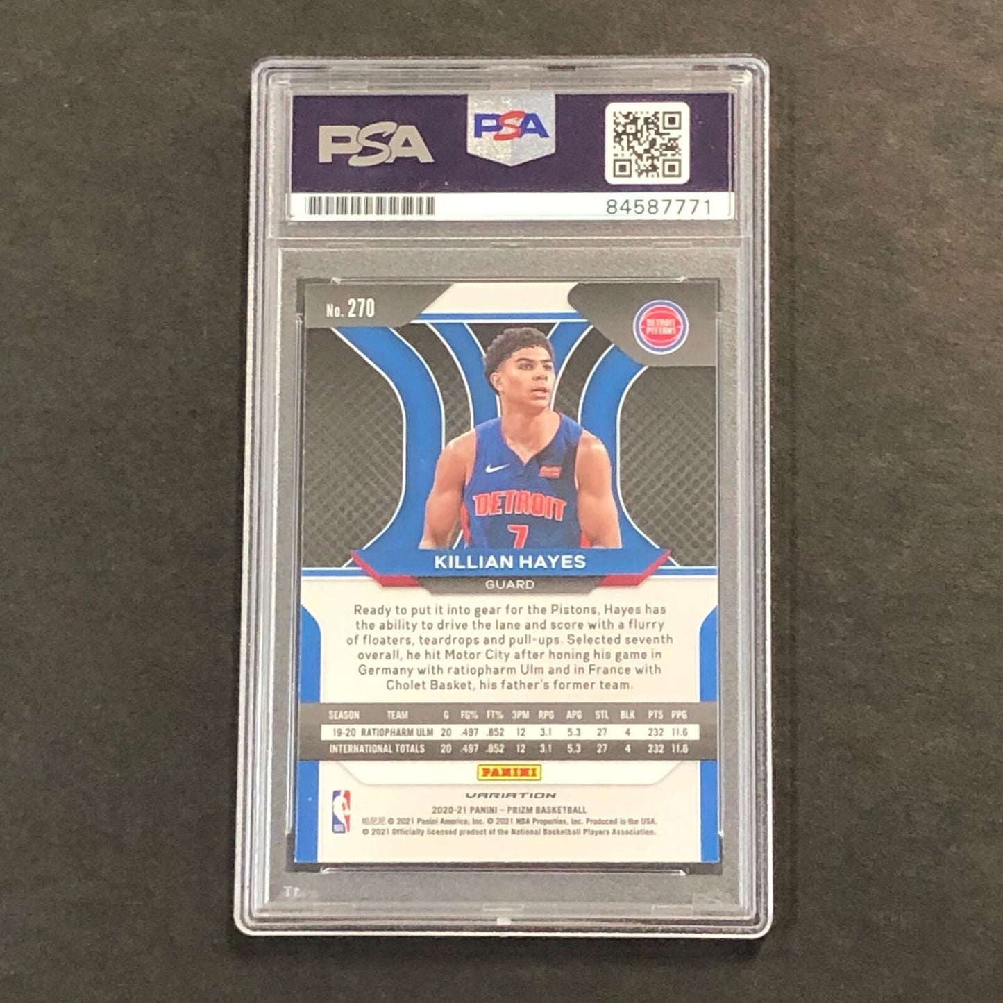 2020-21 Panini Prizm #270 Killian Hayes Signed Card AUTO PSA Slabbed RC Pistons