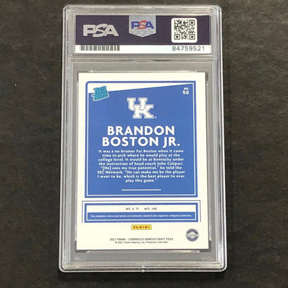 2021-22 Chronicles Draft Rated Rookie #50 Brandon Boston Jr Signed Card AUTO PSA