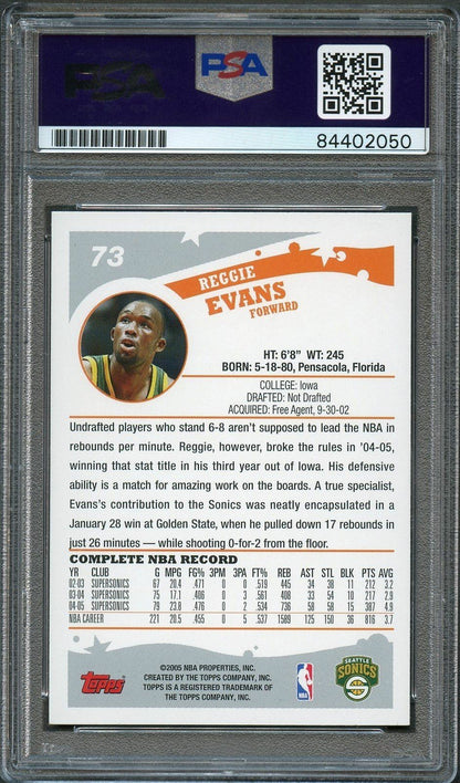 2005-06 Topps #73 Reggie Evans Signed Card AUTO PSA Slabbed Sonics