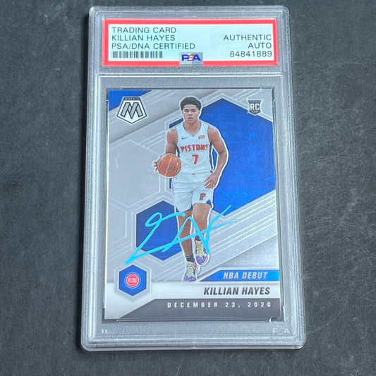 2020-21 Panini Mosaic #270 Killian Hayes Signed Card AUTO PSA Slabbed Pistons