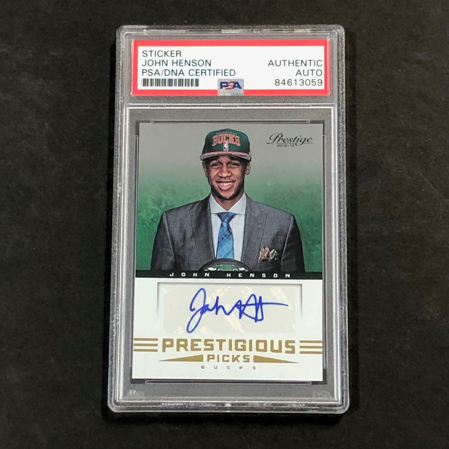 2012-13 Panini Prestige Prestigious Picks #58 John Henson Signed Card AUTO PSA S