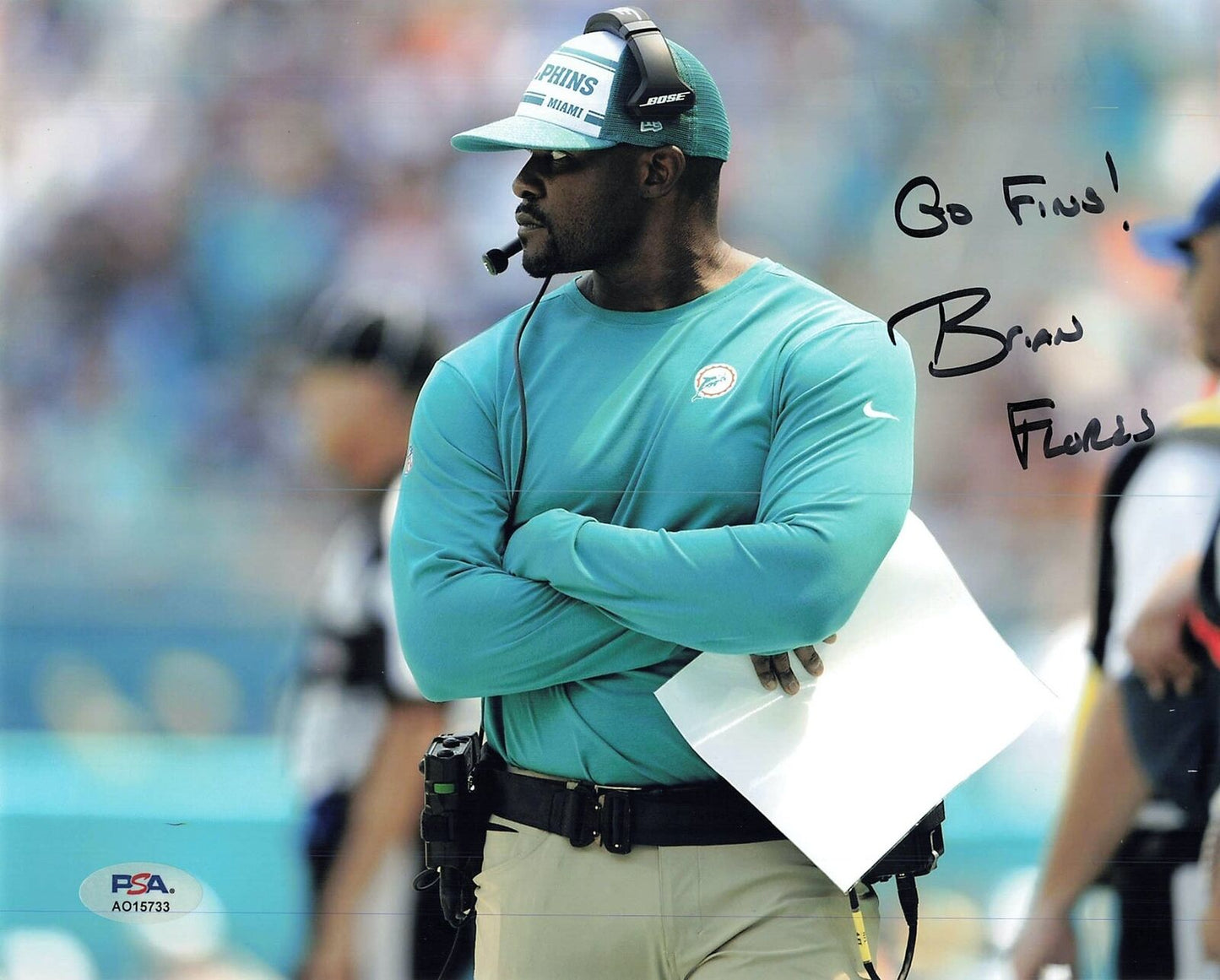 BRIAN FLORES signed 8x10 photo PSA/DNA Miami Dolphins Autographed