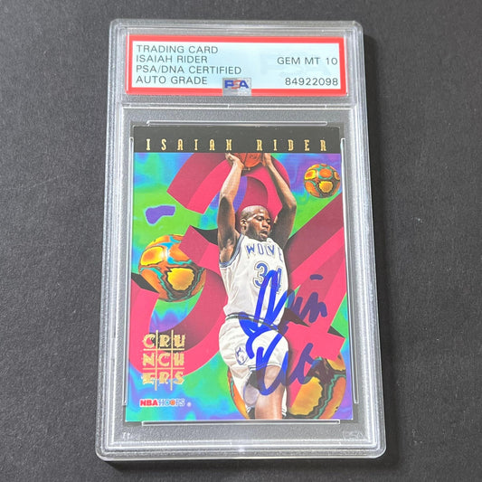 1995 NBA Hoops #21 Signed Card Isaiah Rider AUTO GRADE 10 PSA Slabbed Timberwolv