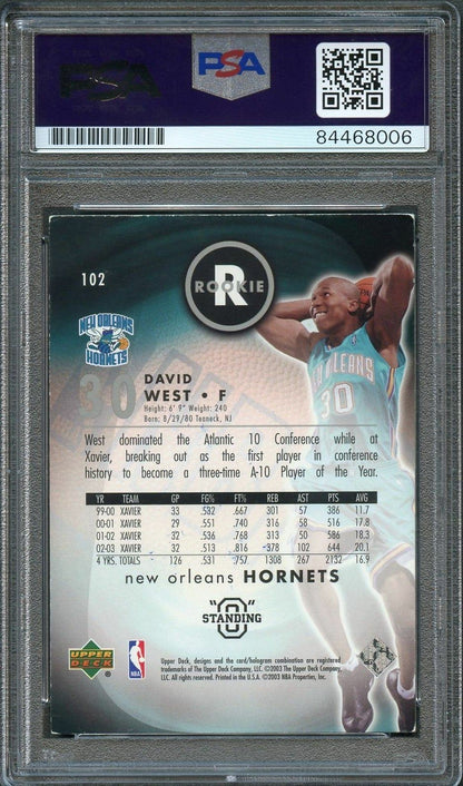 2003-04 Upper Deck Standing O #102 David West Signed Card AUTO PSA Slabbed Horne