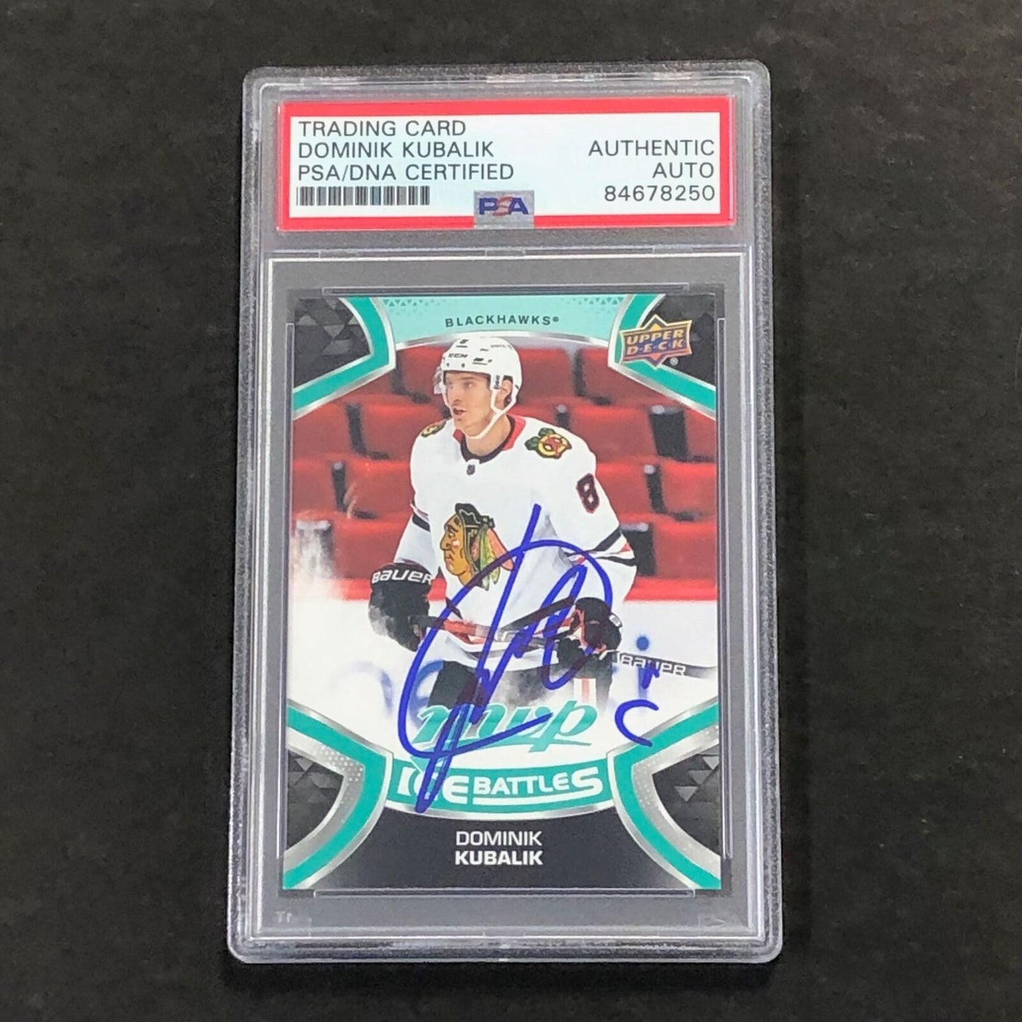 2021-22 Ice Battles Upper Deck #197 Dominik Kubalik Signed Card AUTO PSA slabbed