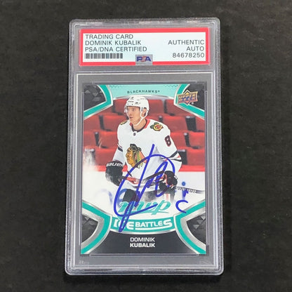 2021-22 Ice Battles Upper Deck #197 Dominik Kubalik Signed Card AUTO PSA slabbed