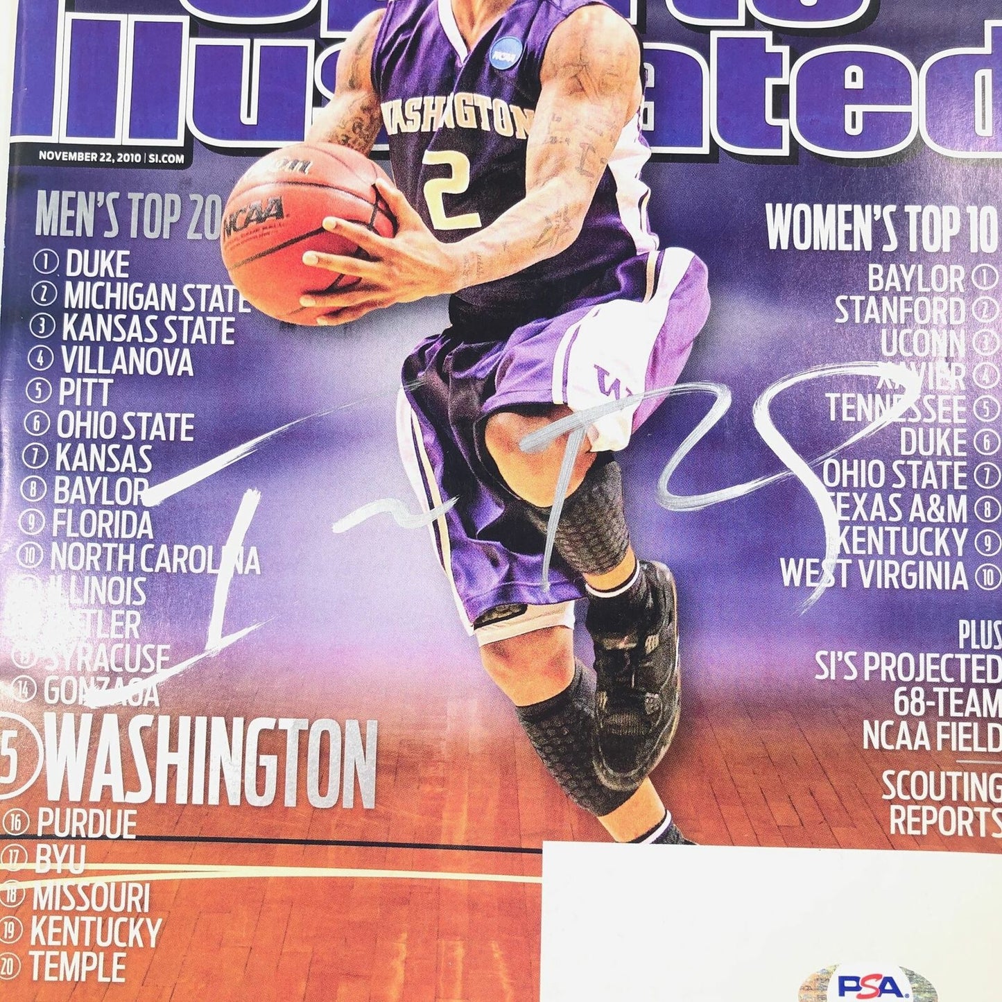 Isaiah Thomas signed SI Magazine PSA/DNA Washington Huskies Autographed