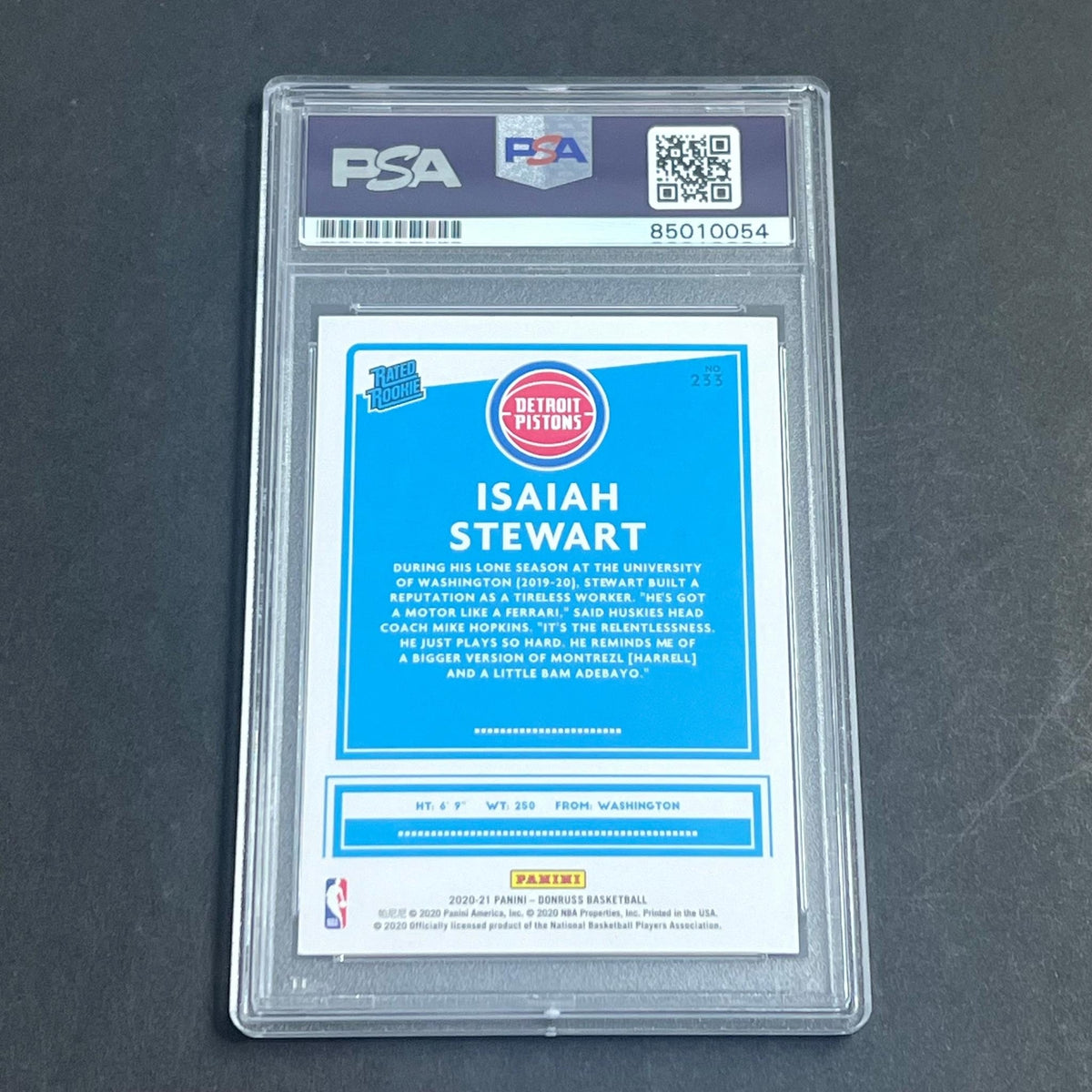 2020-21 Donruss Rated Rookie #233 Isaiah Stewart Signed Card AUTO PSA Slabbed RC