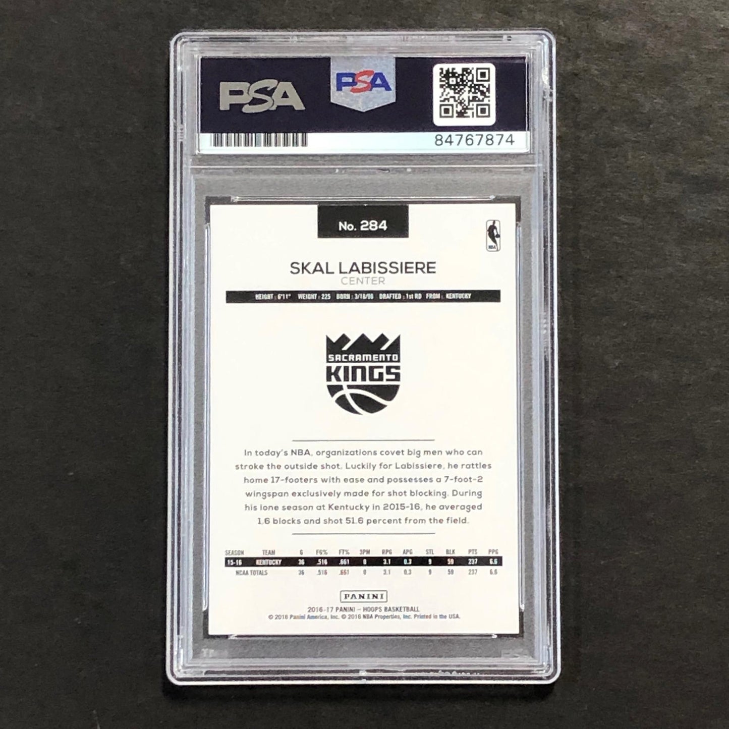 2016-17 NBA Hoops #284 Skal Labissiere Signed Card AUTO PSA Slabbed RC Kings