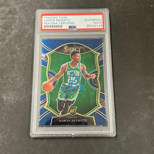 2020-21 Panini Select #74 Aaron Nesmith Signed Card AUTO PSA Slabbed RC Celtics