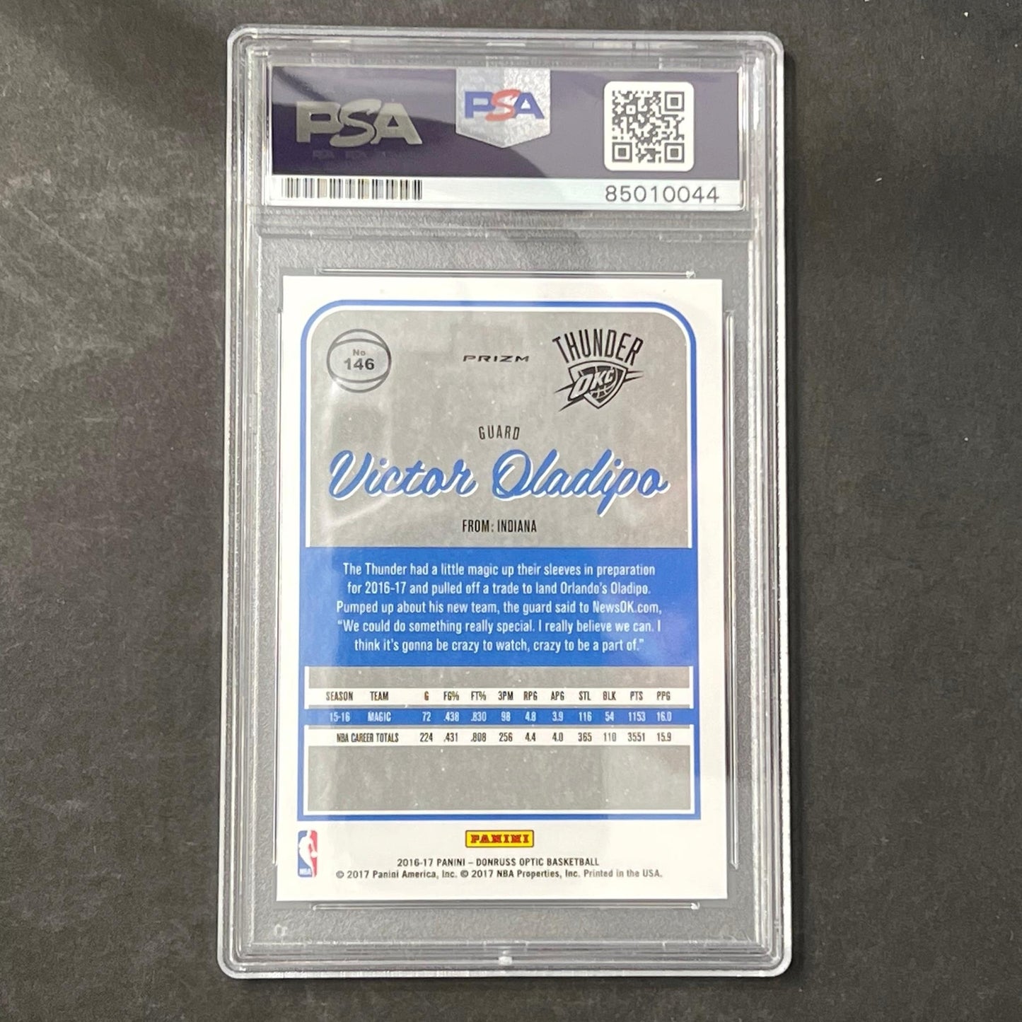 2016-17 Panini Donruss Optic #146 Victor Oladipo AUTO signed card PSA/DNA Signed