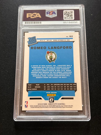 2019-20 Panini Donruss Optic #182 Romeo Langford Signed Card PSA Slabbed AUTO Ce