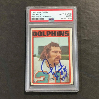 1972 NFL #9 Jim Kiick Signed Card AUTO PSA Slabbed Dolphins