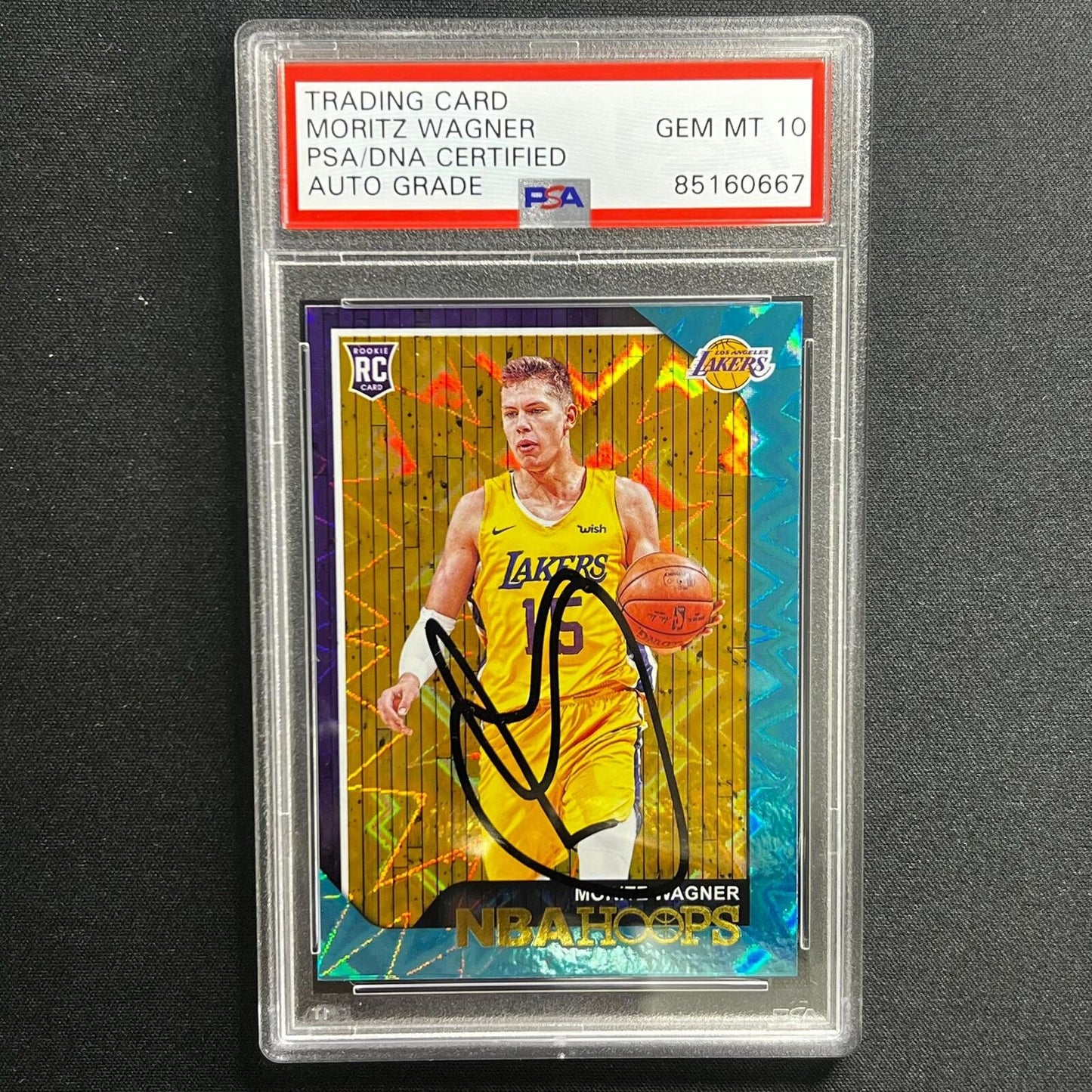 2018-19 NBA Hoops #249 Moritz Wagner Signed Card AUTO 10 PSA Slabbed RC Lakers