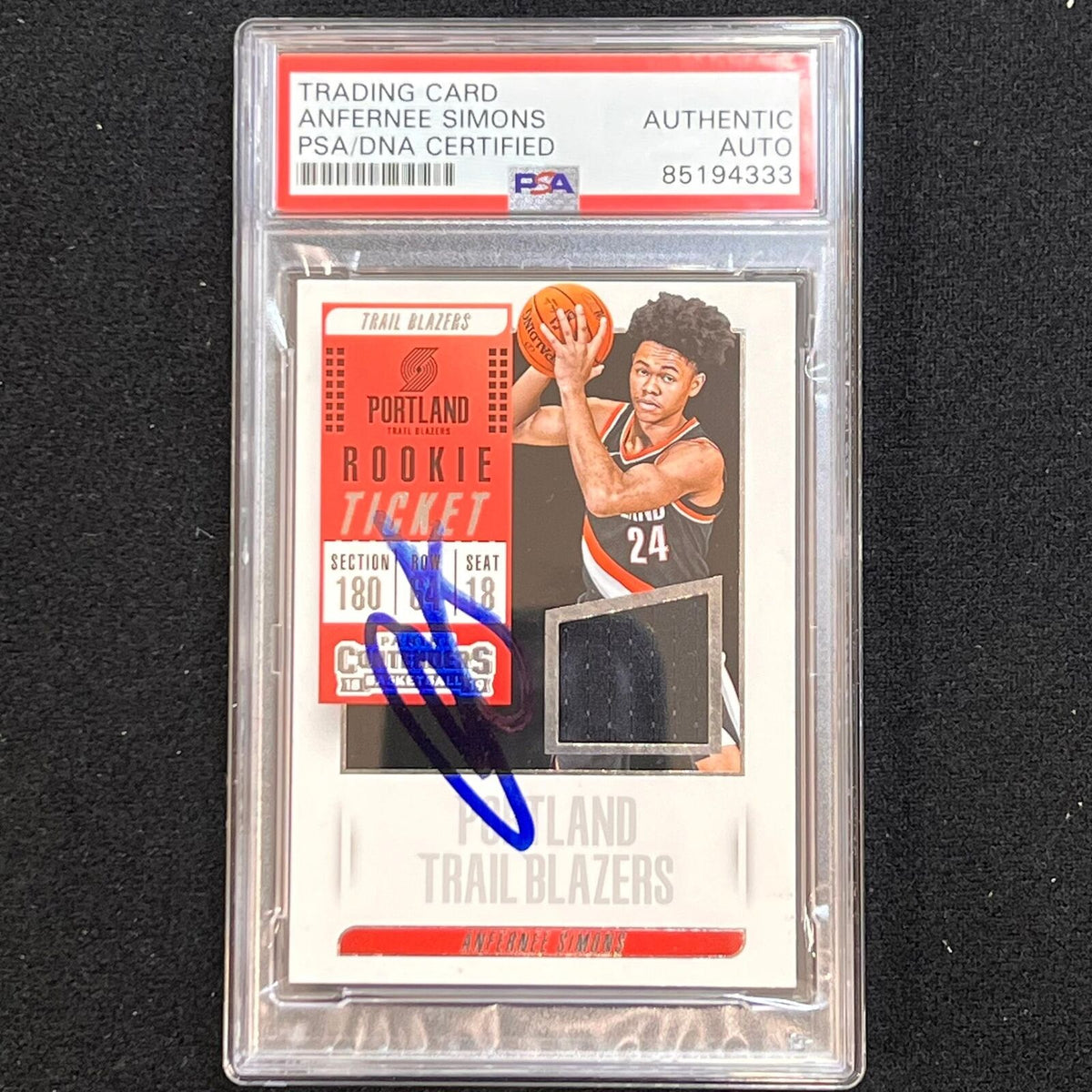 2018-19 Panini Contenders Rookie Ticket #RT-ASM ANFERNEE SIMONS Signed Rookie Ca