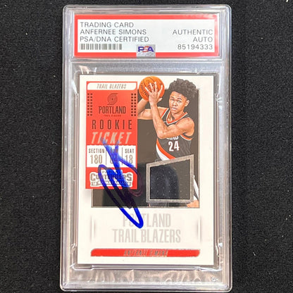 2018-19 Panini Contenders Rookie Ticket #RT-ASM ANFERNEE SIMONS Signed Rookie Ca