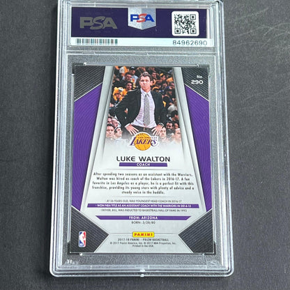 2017-18 Panini Prizim #290 Luke Walton Signed Card PSA AUTO Grade 10 Slabbed Lak