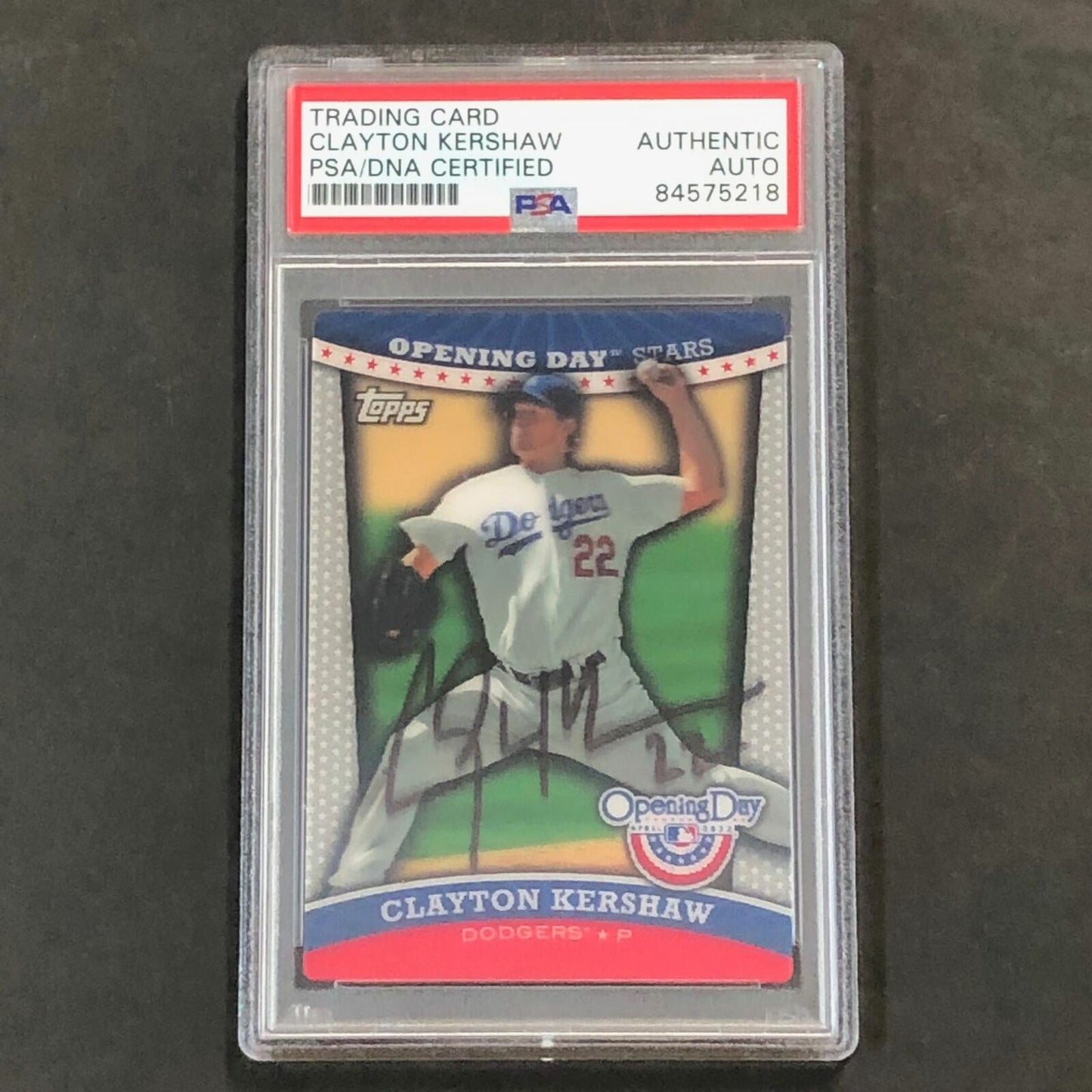 2012 Topps Opening Day Stars #ODS-15 Clayton Kershaw Signed Card PSA Slabbed Aut