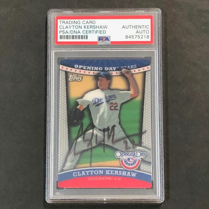 2012 Topps Opening Day Stars #ODS-15 Clayton Kershaw Signed Card PSA Slabbed Aut