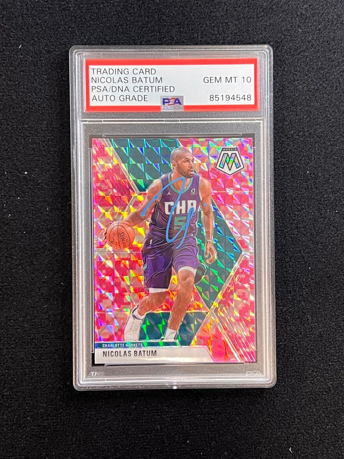 2019-20 Panini Mosaic #102 Nicolas Batum Signed Card AUTO 10 PSA Slabbed Hornets